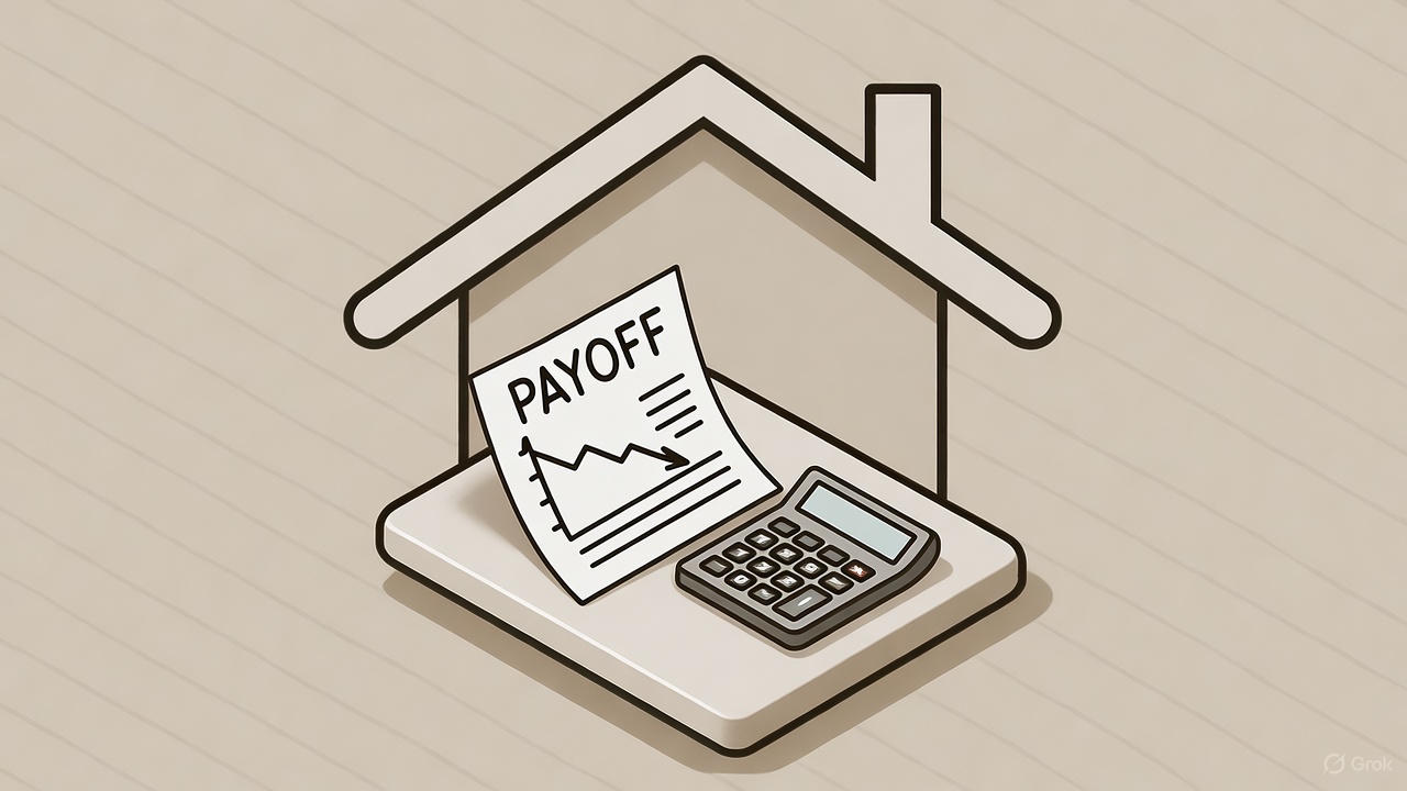 Payoff statement and calculator showing balance difference.