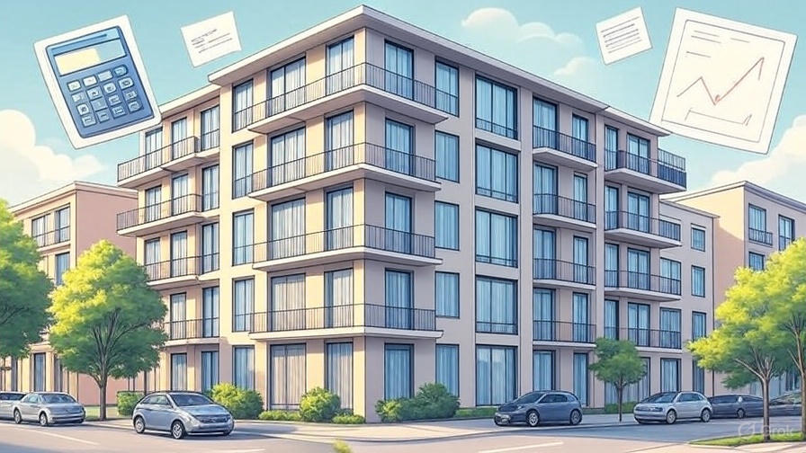 Modern Raleigh condominium building with financial warning symbols and documents indicating HOA approval risks